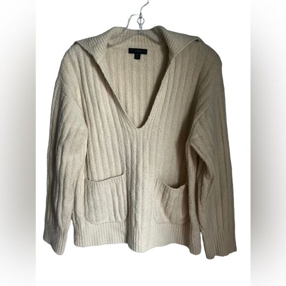 J crew collared cotton boucle sweater beach - Picture 3 of 7